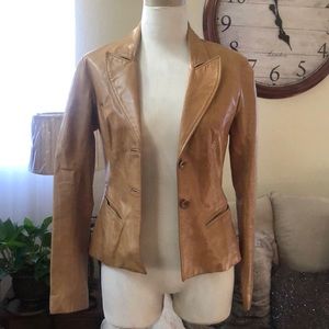 Tan Jules leather blazer